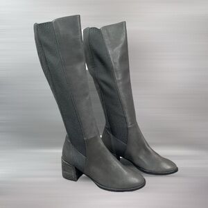 Eileen Fisher Destry Leather Knee Boots In Graphite Gray Women's Size 5